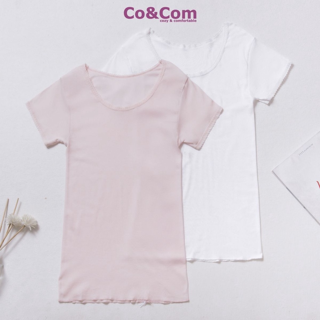 Áo T-Shirt Cổ Tròn Áo Thun Nữ Nhật Cotton Co&amp;Com WOMEN INER 1 Mềm Mại Thoáng Mát
