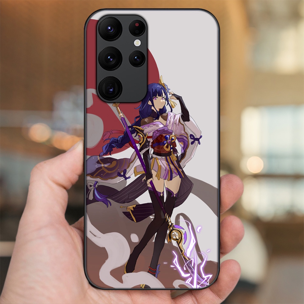 Ốp lưng Samsung S20 Ultra viền đen in hình Raiden Shogun Genshin Impact