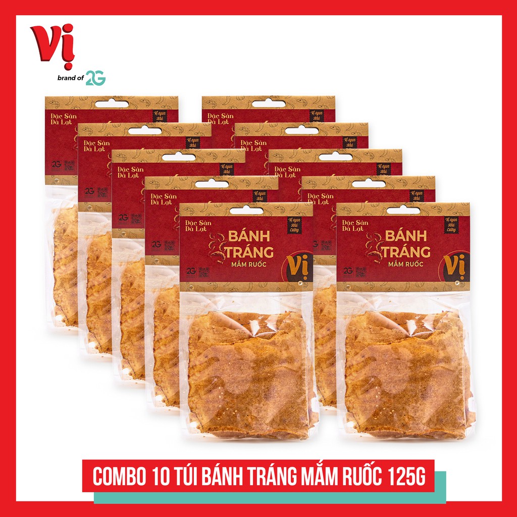 (Combo siêu tiết kiệm) 10 túi Bánh tráng mắm ruốc Vị- Túi 125g