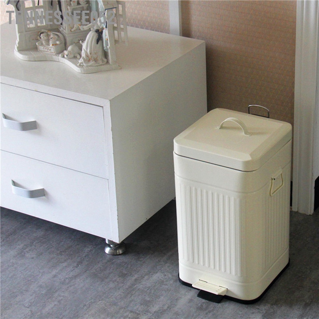 [Hàng HOT] Thùng Rác Đạp Chân Hình Vuông Có Nắp Phong Cách Retro Sang Trọng Cho Nhà Bếp / Phòng Tắm【Tennessee052】