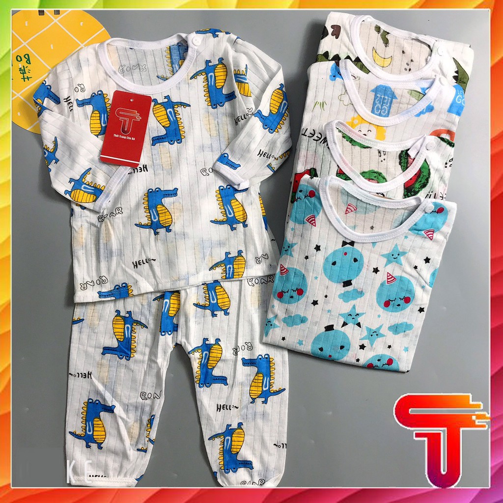 Bộ dài tay cotton giấy khuy vai cho bé yêu 6-15kg | BigBuy360 - bigbuy360.vn