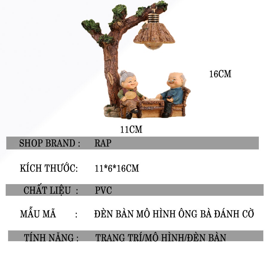 Đèn ngủ để bàn hai ông bà đánh cờ đọc sách Ráp biểu cảm dễ thương trang trí bàn học, bàn làm việc, quà tặng bạn bè