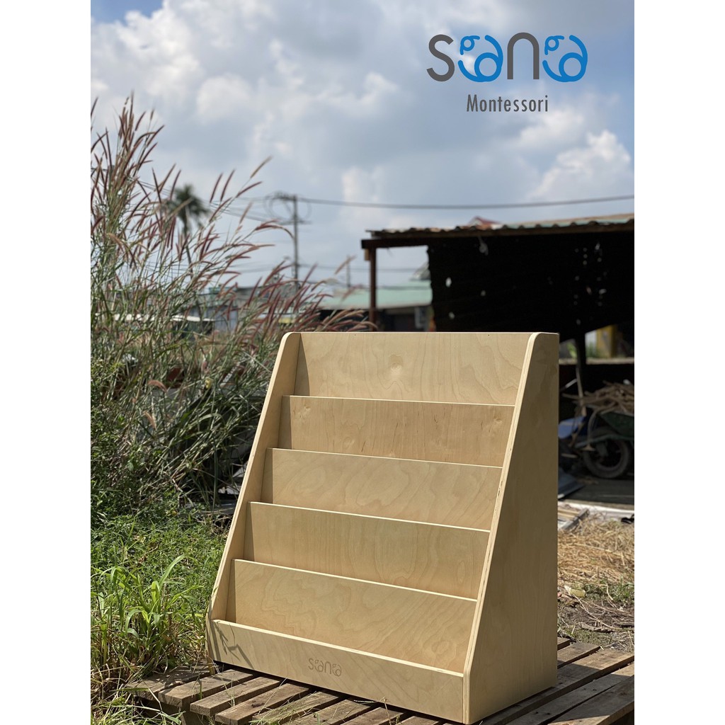 Kệ sách Montessori, Kệ đựng sách bằng gỗ cao cấp Sono KSS03