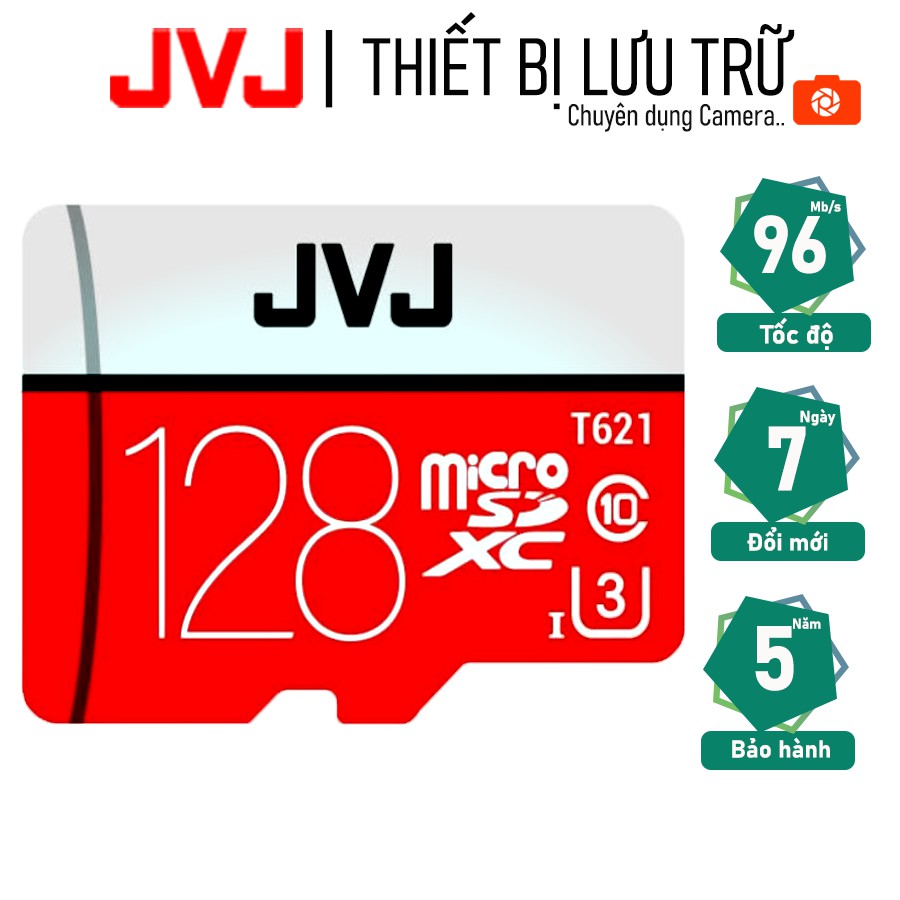 Thẻ nhớ 128Gb JVJ Pro U3 Class 10 MicroSDHC chuyên dụng cho CAMERA tốc độ