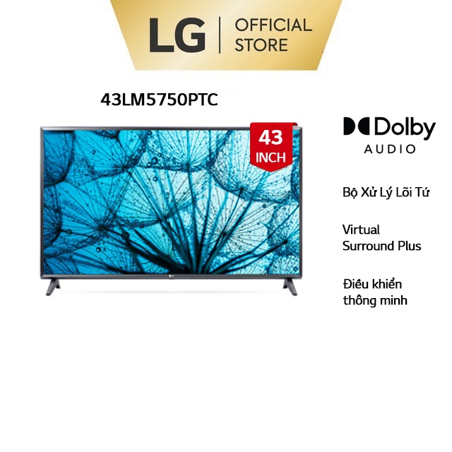 [Mã ELLGHOT giảm 5% đơn 3TR] Smart FHD Tivi LG 43 Inch 43LM5750PTC ThinQ AI - Model 2021 - Miễn phí lắp đặt