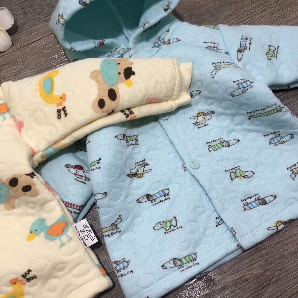 [NHẬP KIDTET hoàn 15% xu đơn 150k] Áo Khoác trần bông có mũ mềm nhẹ cho bé