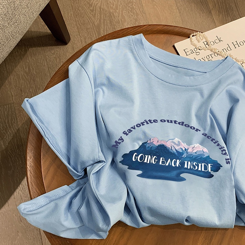Áo thun HIIXIIVI 100% cotton tay ngắn cổ tròn in hình thời trang mùa hè phong cách Hàn Quốc cho nữ 2022