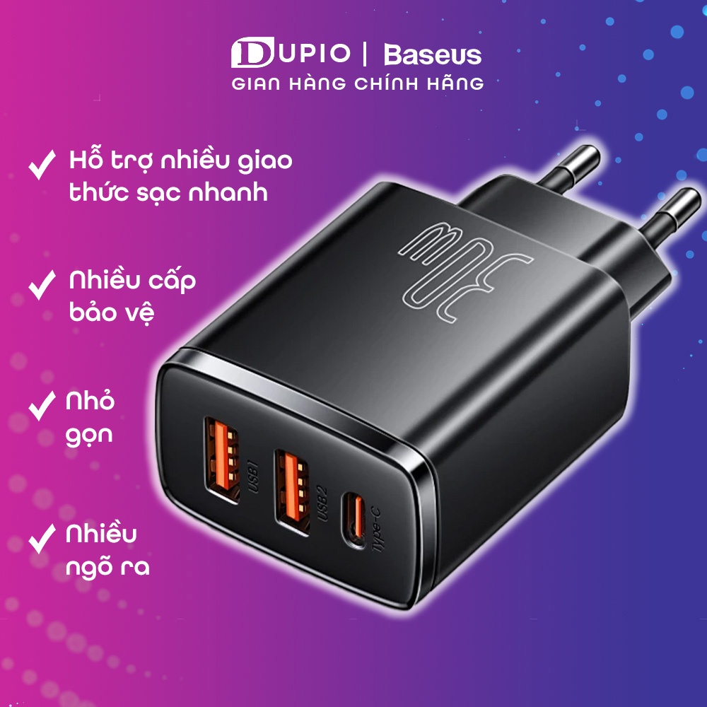 Củ sạc nhanh 30w DUPIO Baseus CS01 usb type-c nhiều ngõ ra công suất cao