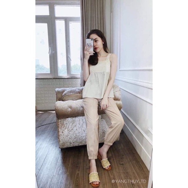 Sét áo 2 dây baby doll quần bom