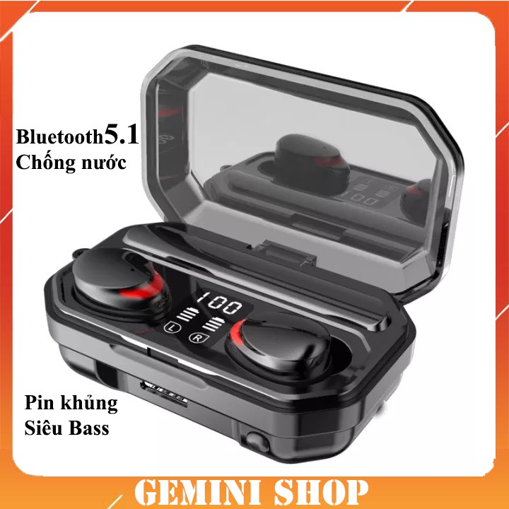 Tai nghe Bluetooth 5.1 True Wireless M15 không dây TWS kháng nước, chống mồ hôi tích hợp micro âm thanh 9D