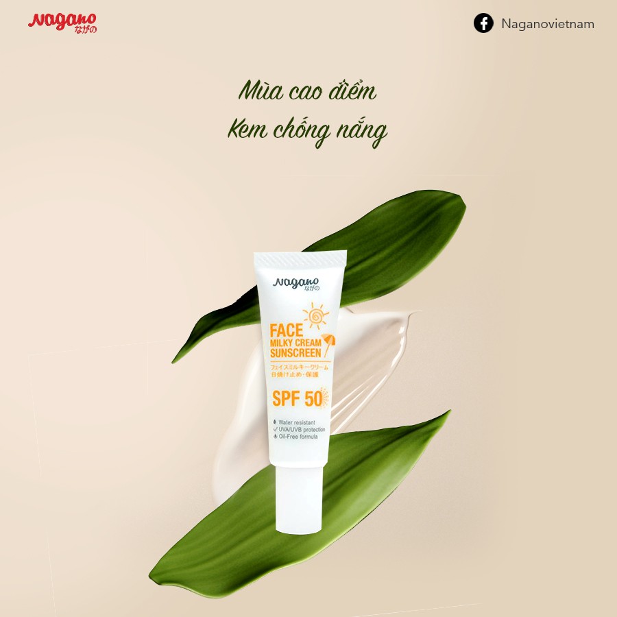 Kem Chống Nắng Dành Cho Da Mặt Nagano JAPAN 20ml-Face Milky Cream Sunscreen-Bảo vệ khỏi tác hại của tia UVA,UVB,