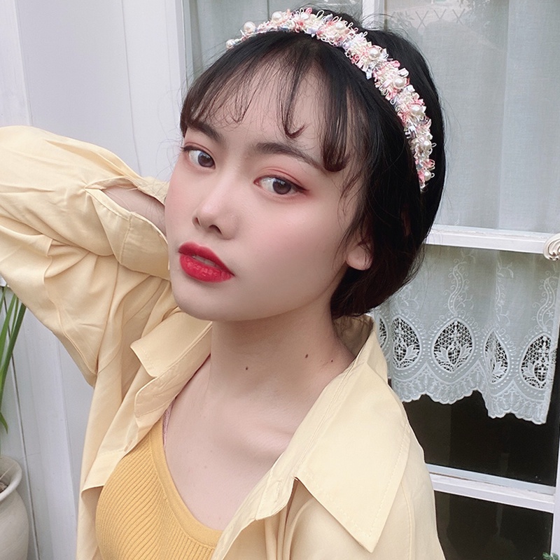 Băng Đô Vải Đính Ngọc Đơn Giản Cho Nữ Dùng Khi Rửa Mặt