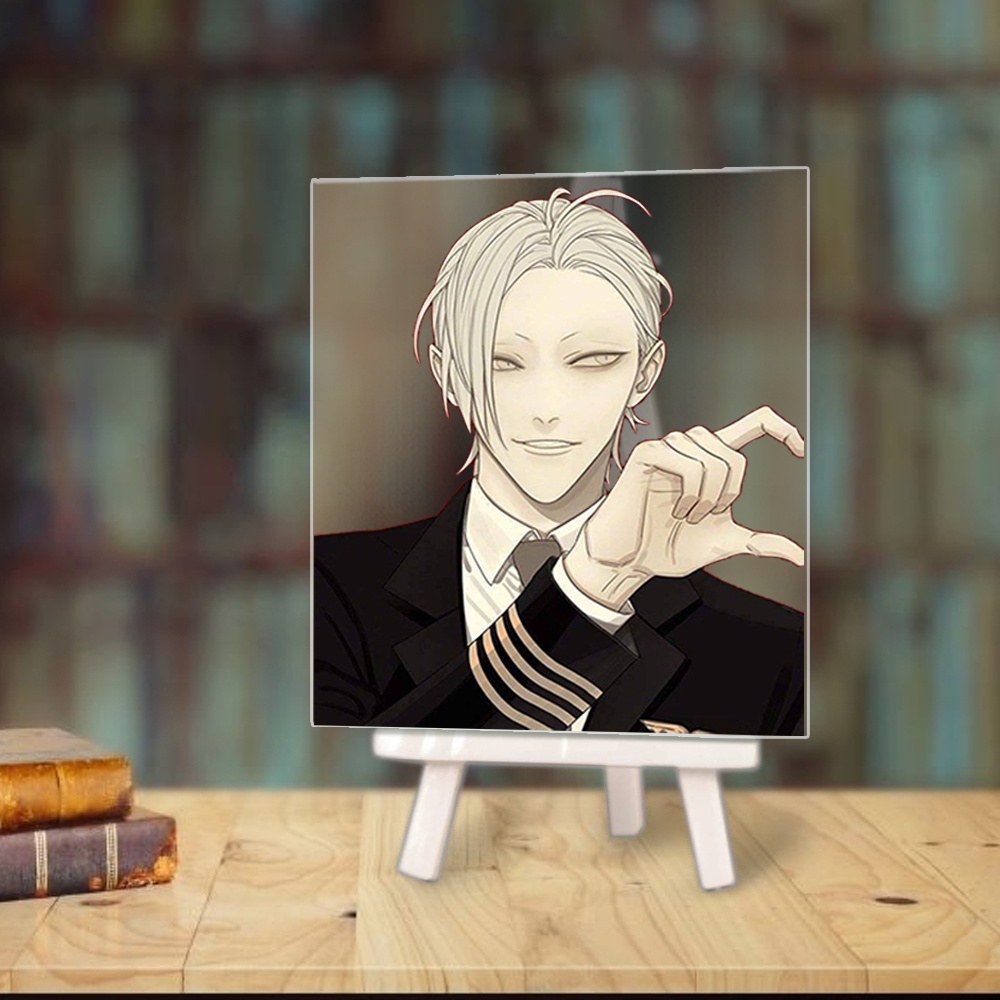 Tranh kính 19 DAYS manhua anime chibi acrylic mica trong trưng bày trang trí góc học tập giá gỗ