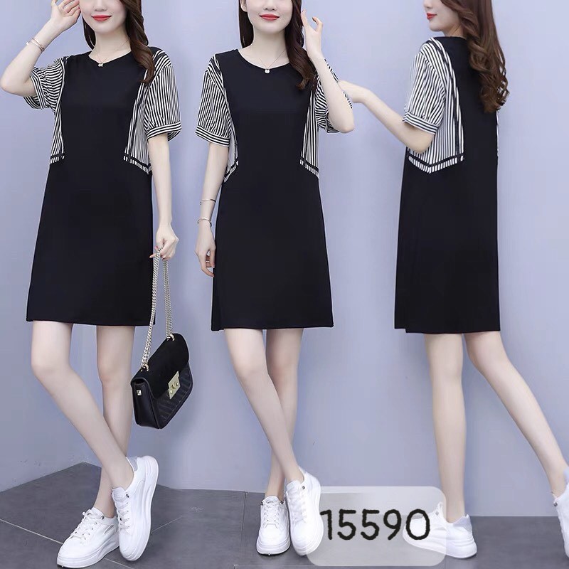 Đầm BIG SIZE suông tay sọc 15590