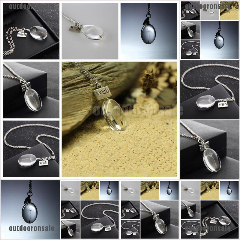 Dây Chuyền Mặt Quả Cầu Thuỷ Tinh Ép Hoa Bồ Công Anh