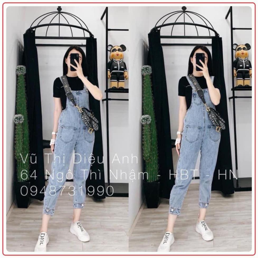 Quần yếm khuy chân 💖FREESHIP💖 Yếm jeans bo cúc chân dáng cực xinh AD21 - Anhduong.store