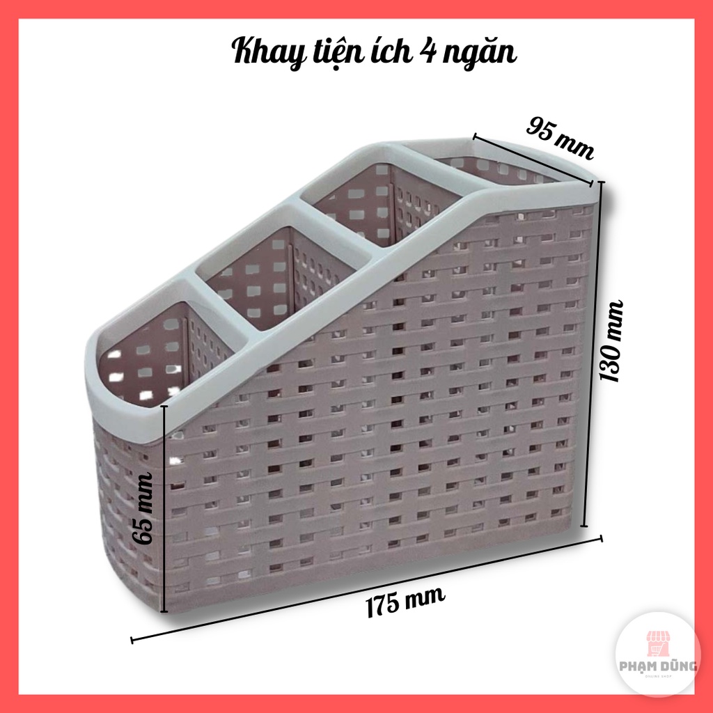 Khay tiện ích 4 ngăn chọn màu, kệ 4 ngăn để mỹ phẩm , dụng cụ văn phòng , vật dụng hằng ngày đa năng