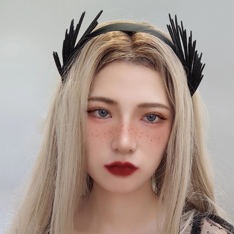 Băng Đô Cài Tóc Hình Đôi Cánh Tua Rua Phong Cách Gothic Thời Trang
