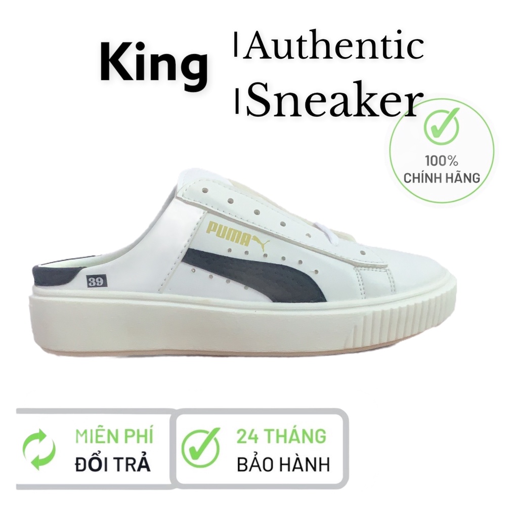 Full box - Full Bill - Giày sục nữ thể thao PM trắng sọc đen, size 36-39. .