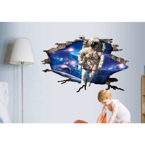Decal trang trí tường hình Người Vũ Trụ 3D
