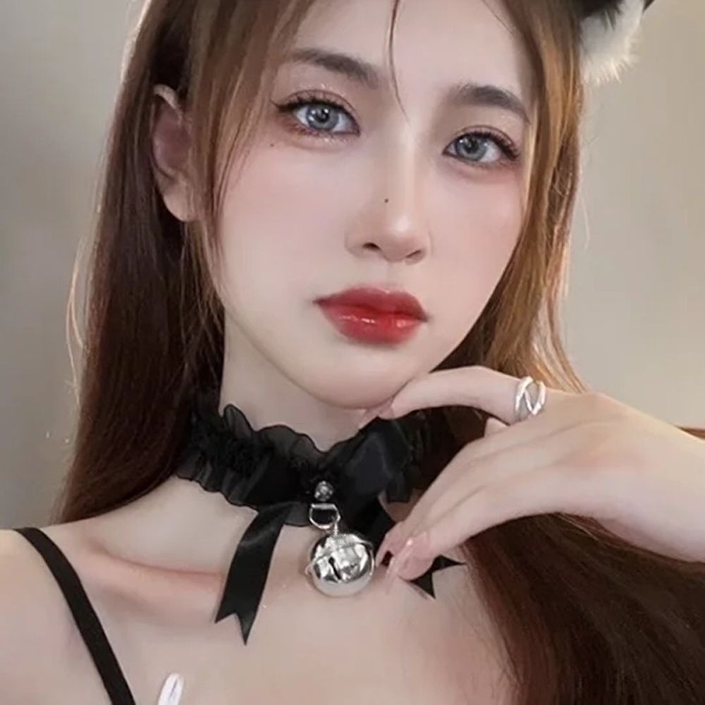 Vòng cổ choker đính chuông phối ren nhiều màu sắc phong cách lolita thanh lịch dành cho nữ