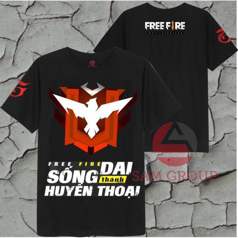 ƯU ĐÃI Freeship Giá cực sốc Áo Thun Free Fire - Áo đen Rank FF2020