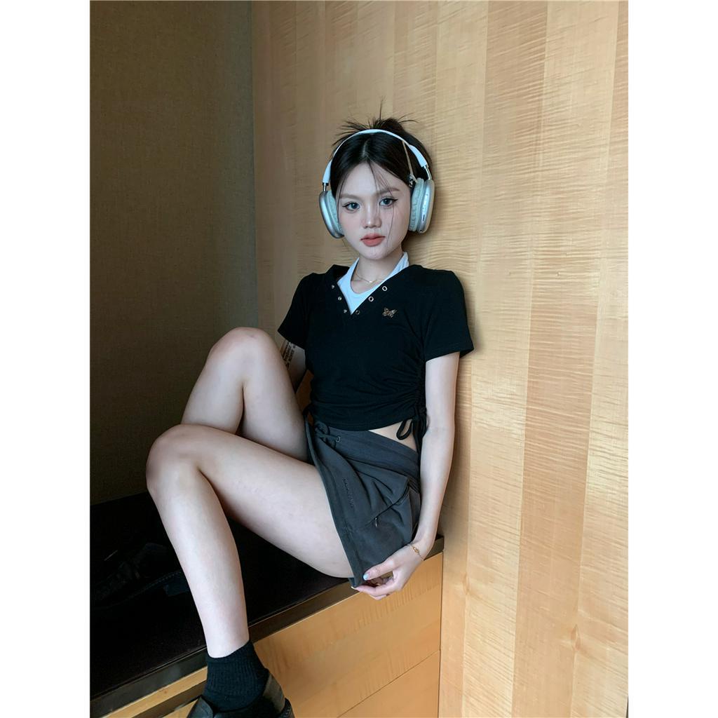 「 WELOVE1 」Áo Croptop Tay Ngắn Dáng Ôm Thời Trang Mùa Hè Quyến Rũ Cho Nữ