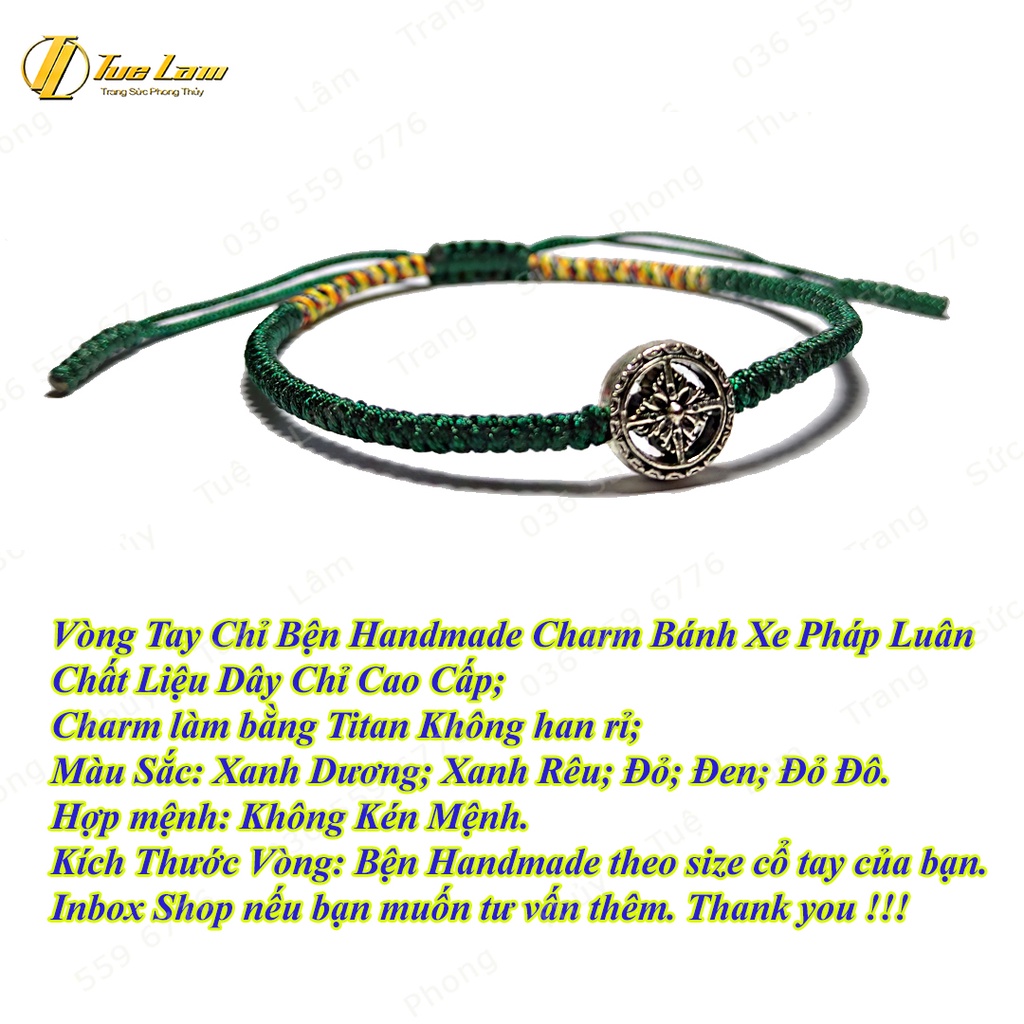 Vòng Tay Chỉ May Mắn Bện Handmade Mix Bánh Xe Pháp Luân - Tuệ Lâm