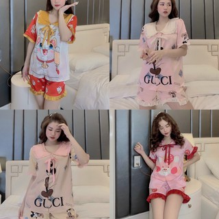 Bộ Mặc Nhà, Bộ Pijama Lụa LATIN Mẫu Mới Nhà Chin, Tay ngắn quần ngắn Form dưới 60 kí