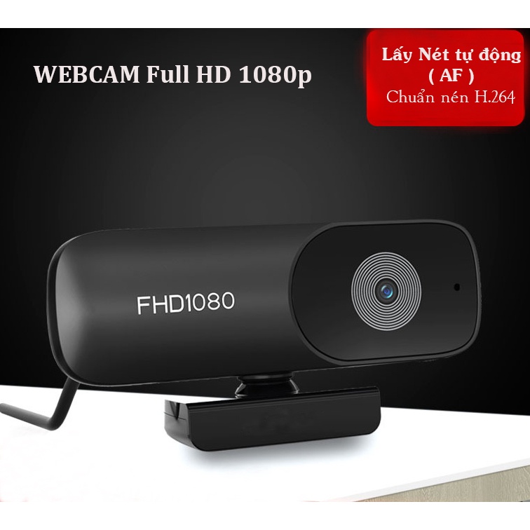 Webcam máy tính laptop PC FullHD 1080p- có mic- lấy nét tự động- dùng cho học online, hội họp,videocall, livestream