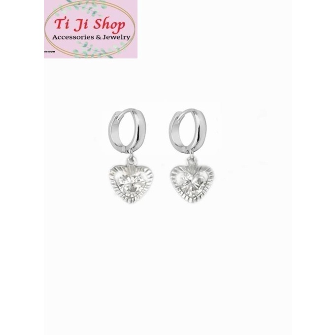 BÔNG TAI NỮ INOX KHOEN TRÒN HÌNH TRÁI TIM XINH  KHÔNG ĐEN