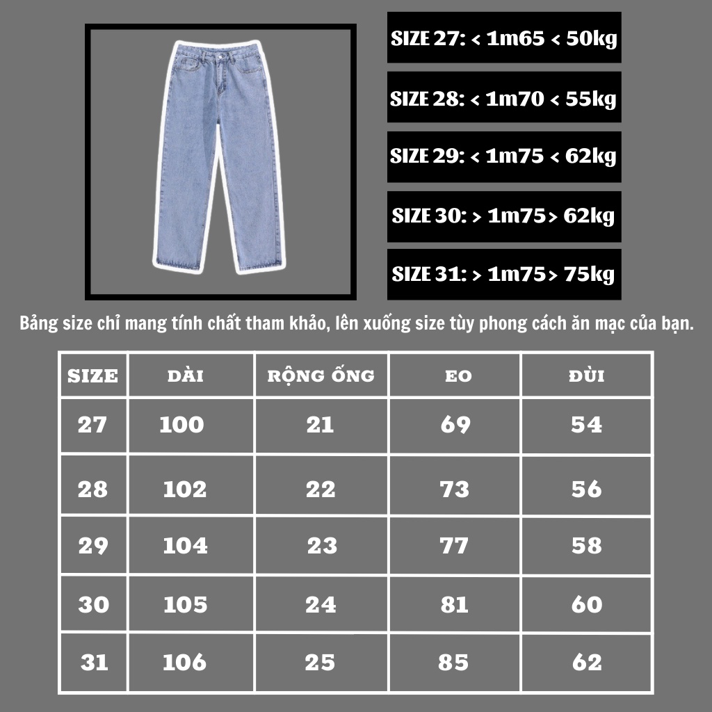Quần Baggy Nam Jeans Ống Rộng Ống Suông Jeans Baggy XESINU