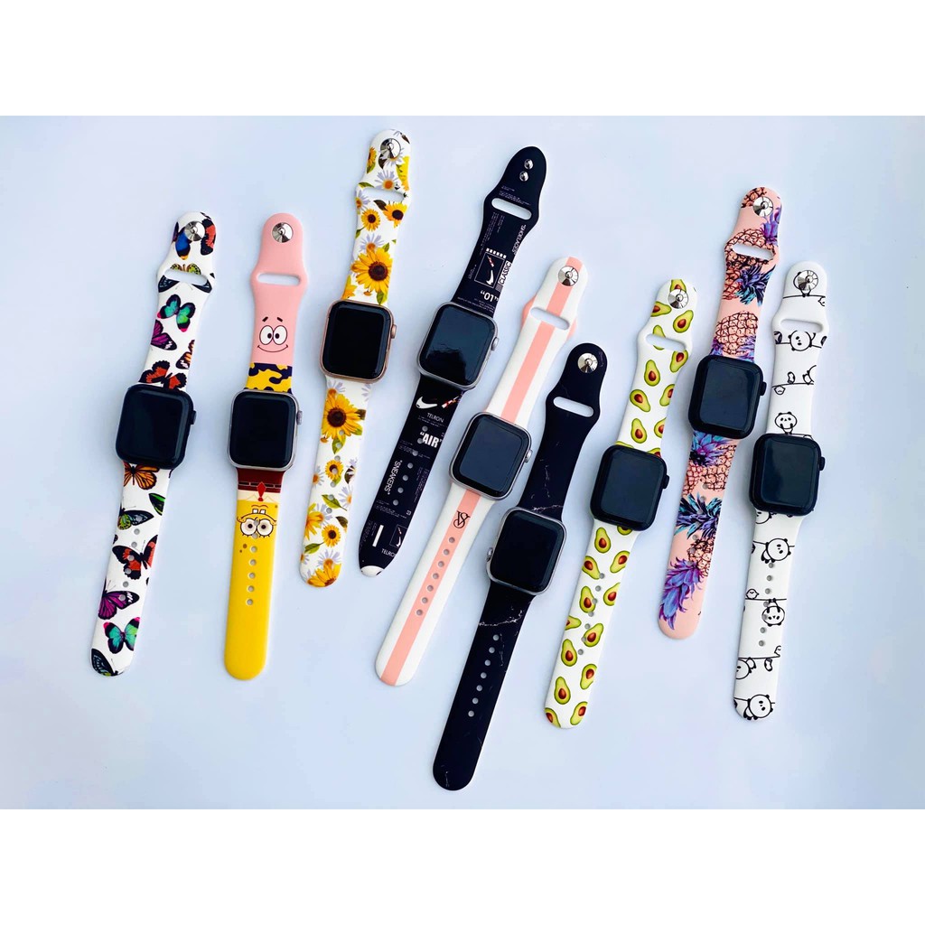 Dây silicon hoạ tiết cho Apple Watch đồng hồ thông minh iWatch Series  1/ 2/ 3/ 4/ 5/ 6/ SE size 38mm 40mm 42mm 44mm