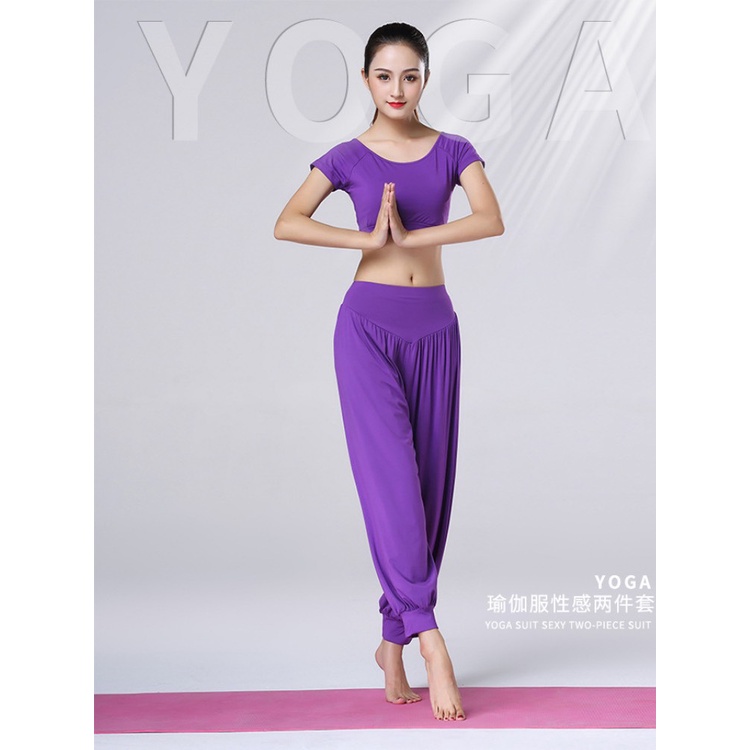 Bộ Alibaba Màu Tím Tập Yoga ,Zumba, Tập Múa Chất Cotton Lạnh