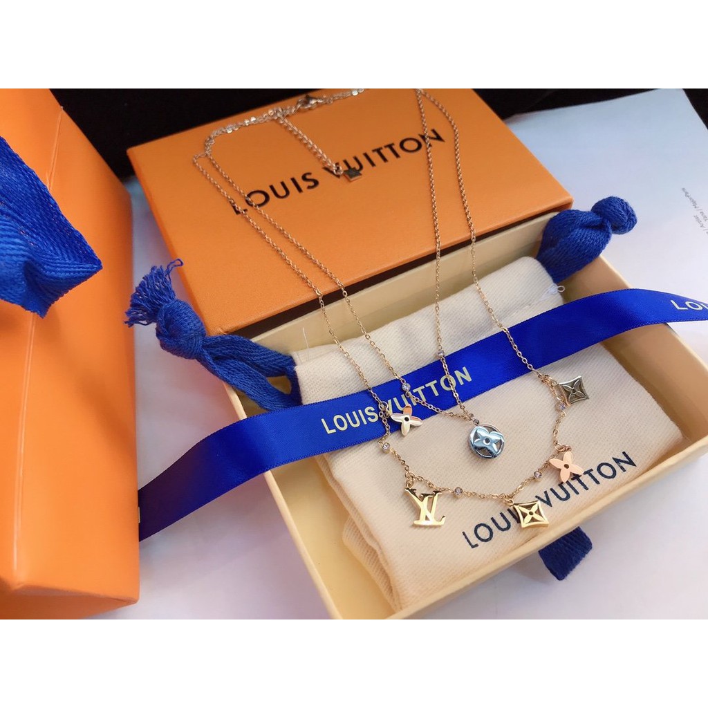 Dây chuyền thiết kế đơn giản họa tiết LV thời trang cho nữ