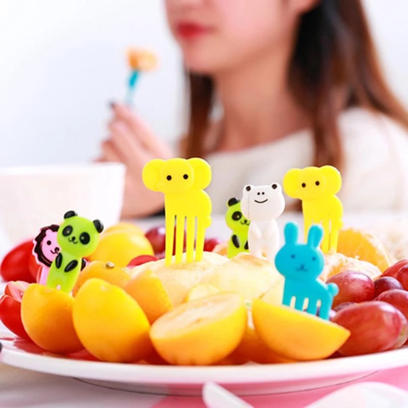 Set 6/10 Nĩa Ăn Trái Cây Hình Động Vật Dễ Thương Thân Thiện Với Môi Trường