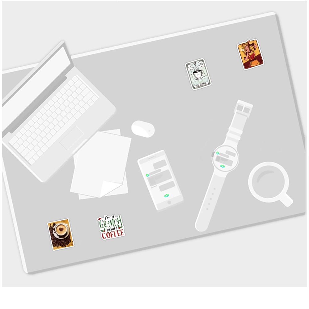 Bộ 50/25/10 Miếng Dán Trang Trí Hình Ly Cà Phê Phong Cách Retro Dễ Thương