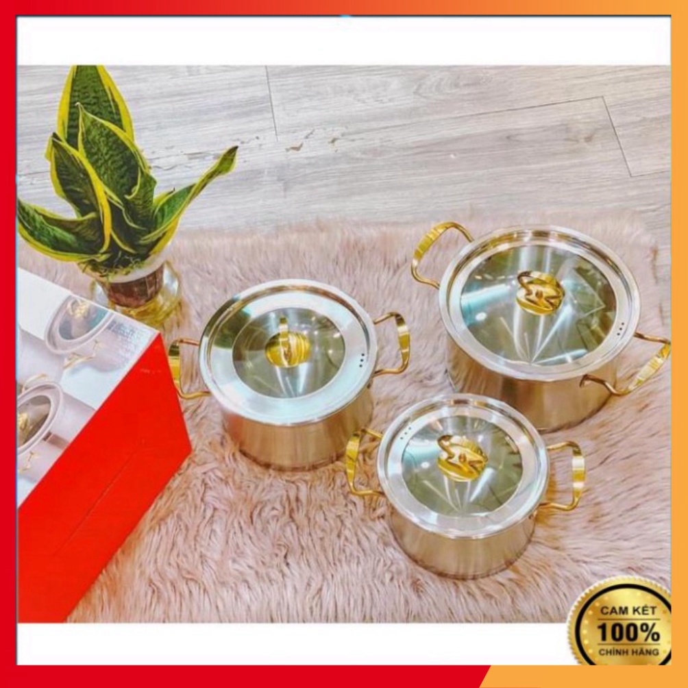 Bộ Nồi Inox 304 Cao Cấp MISU LOUIS, Bộ Nồi Inox Đức Gồm 3 Món - Đáy 3 Lớp Nguyên Khối - Sử Dụng Mọi Loại Bếp Me4X62Pzls
