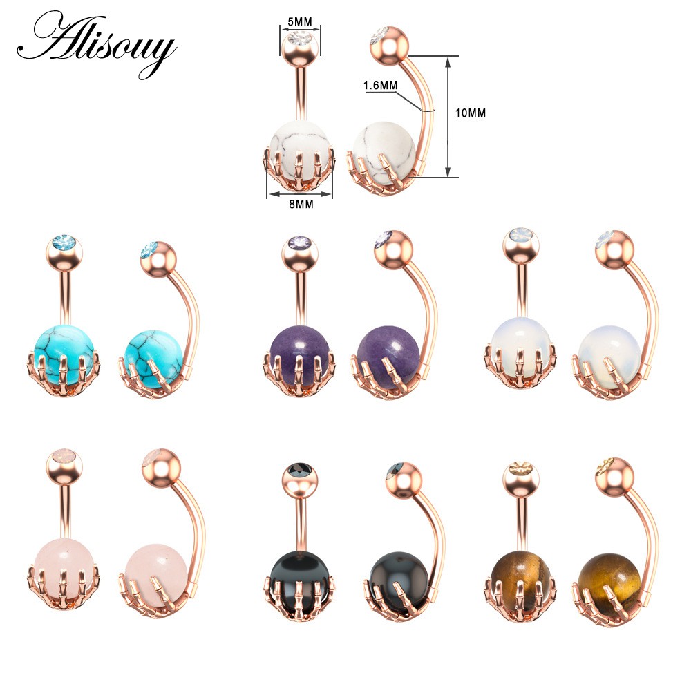Alisouy 1 Khuyên Rốn 14g Bằng Thép Đính Đá zircon Hình Móng Vuốt Cho Nữ