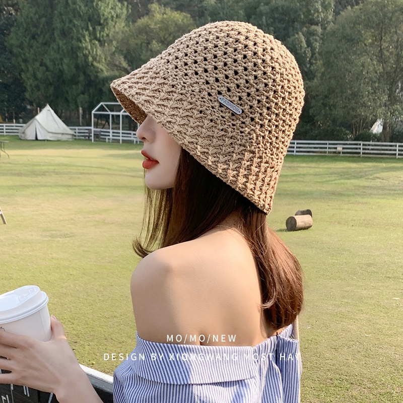 Mũ Bucket Dệt Kim Hở Lỗ Phong Cách Hàn Quốc Thời Trang Xuân Hè Cho Nữ