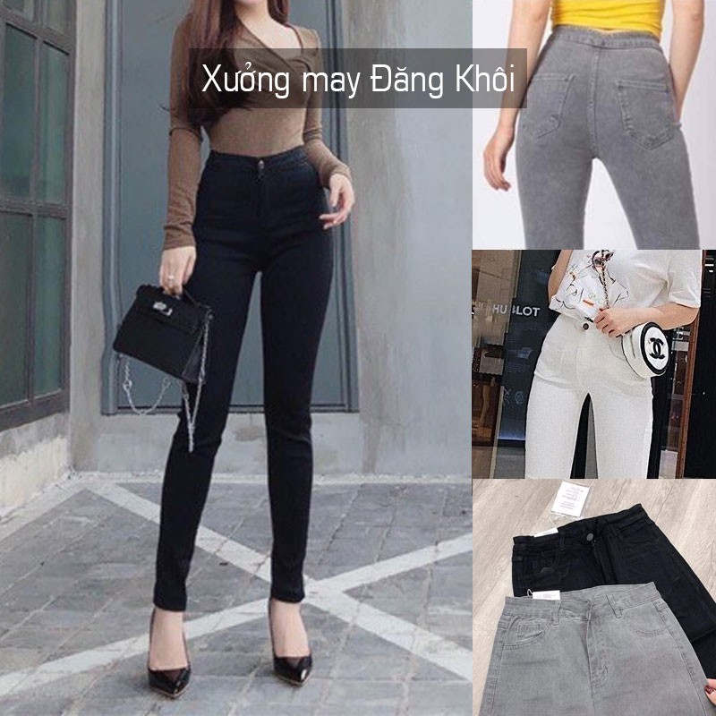 Quần Bò Giấy Nữ ❤️Freeship❤️ Quần Jean Skinny Dáng Ôm Co Giãn Màu Đen/Xám Ghi/Trắng J054