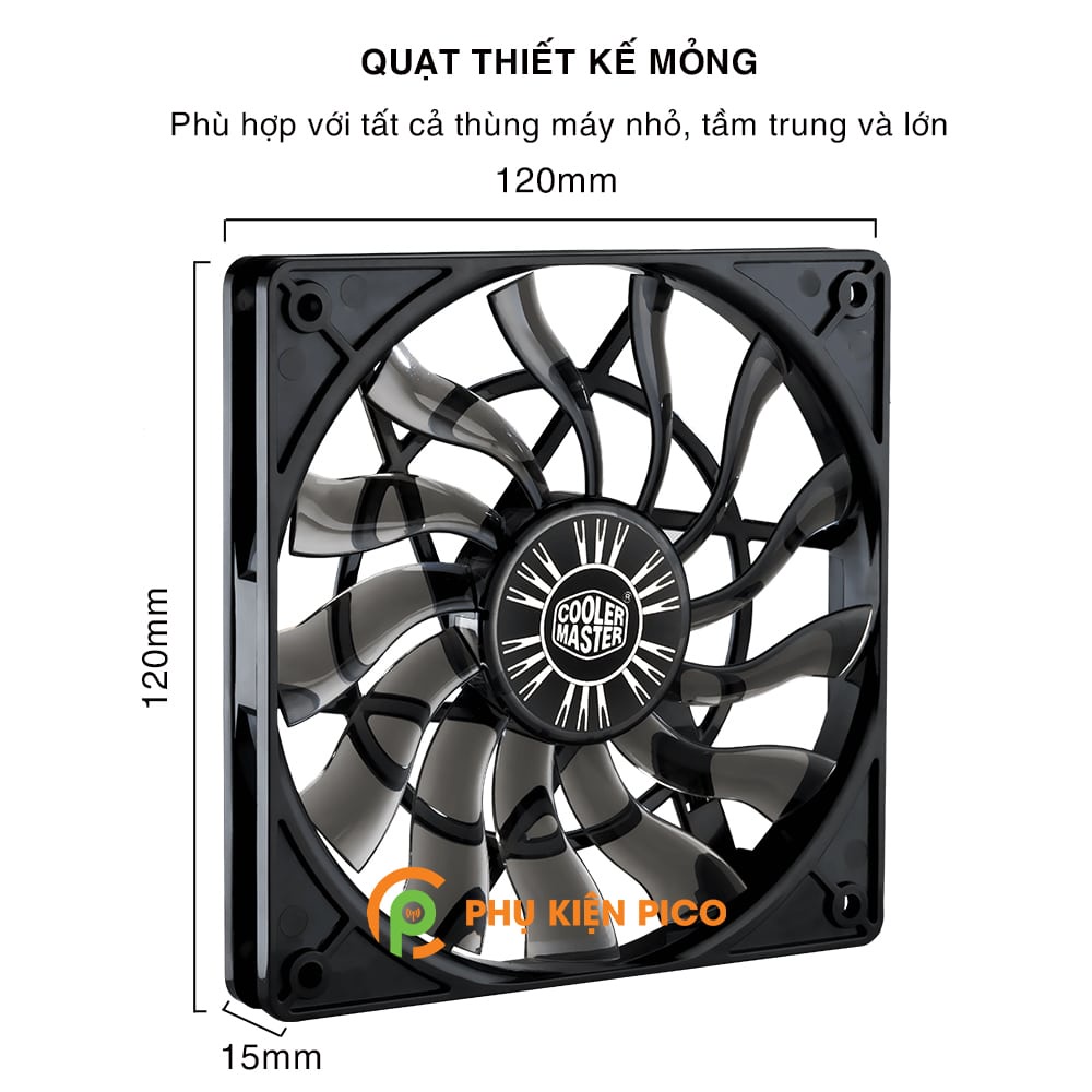 Quạt tản nhiệt case Cooler Master XtraFlo 120 Slim 12015 1600 RPM 58.4 CFM - Fan Case 12cm ( Phụ kiện Pico )