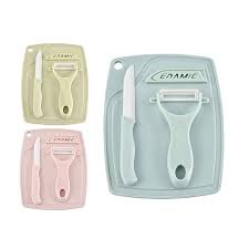 Bộ dụng cụ 3 món cắt gọt hoa quả kèm thớt