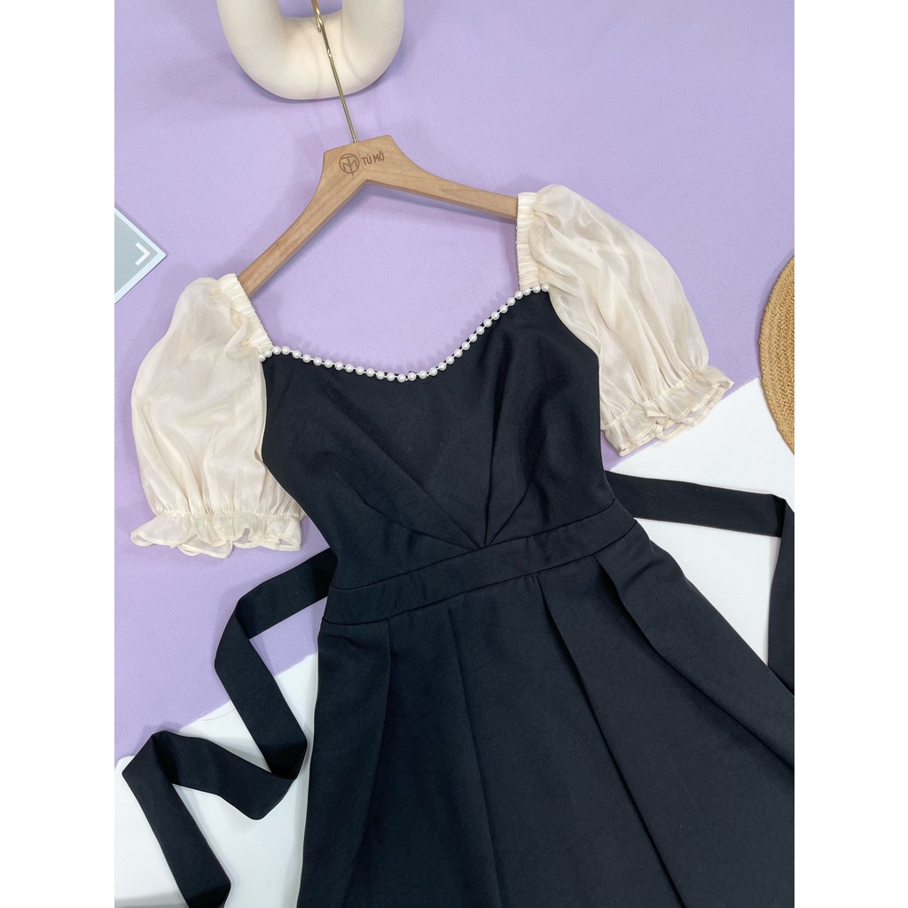 Đầm bigsize Nữ Tú Mỡ Đầm Bigsize Thiết Kế Tôn dáng Đầm xòe phối ngọc Đi làm dạo phố Đủ size 45-85kg DA0086