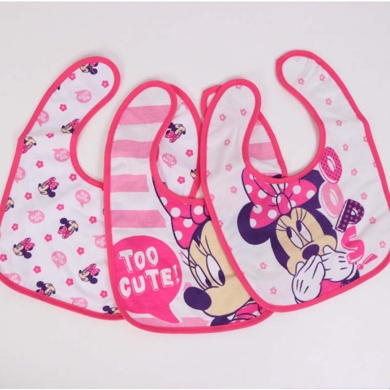 Set 3 yếm ăn dặm Disney baby cotton có chống thấm xuất dư cho bé trai bé gái onweb ~13$