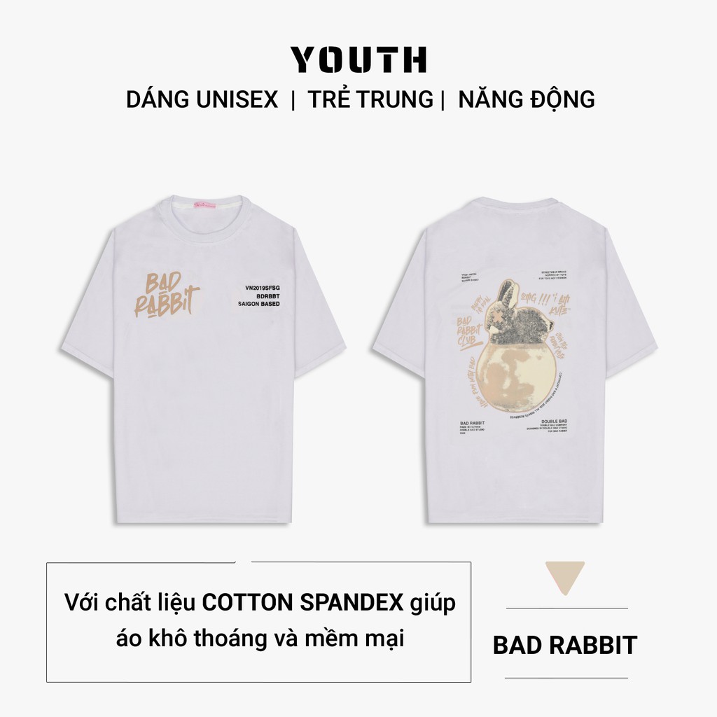 Áo thun nam nữ unisex YOUTH form rộng cổ tròn tay lỡ vải Cotton xịn FreeSize(38-65Kg) - TSUN HOA