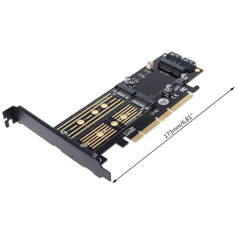 Thẻ Chuyển Đổi Pci-E 3.0 X16 Sang M.2 Ssd Pcie Sang M2 2x7pin Sata Port Nvme M2 Ssd Ahci Msata 3 Trong 1