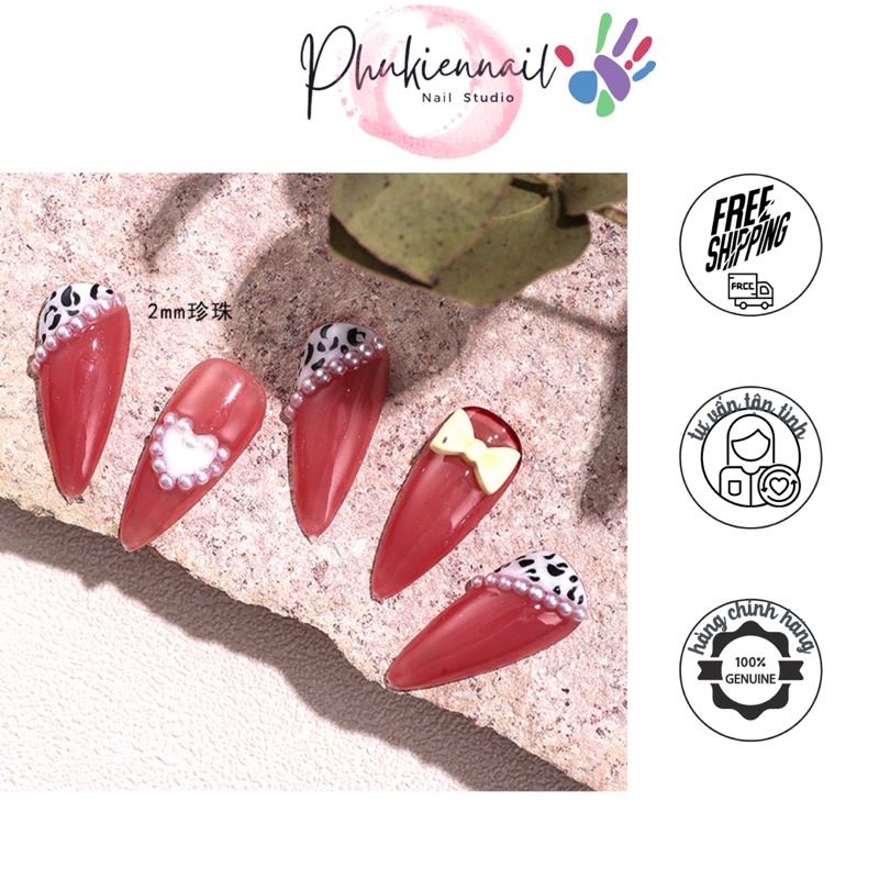 Hạt trai trắng nhựa nửa viên 1,5mm-6mm trang trí móng nail