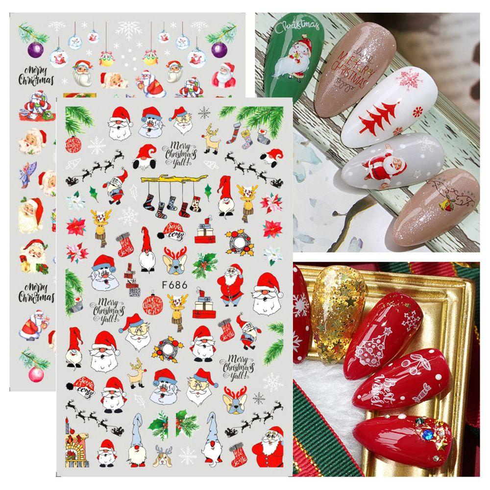 XIANTIN Nail Stickers Nail Art Decor 3D Self-adhesive Decals Snowflake Elk