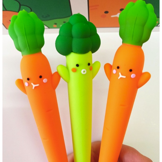 Bút mực gel dễ thương cà rốt súp lơ